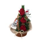 Arranjo de rosas vermelhas com Chocolate Ferrero